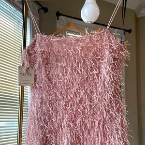 NWT Forever 21 Sparkly Pink Fringe Dress